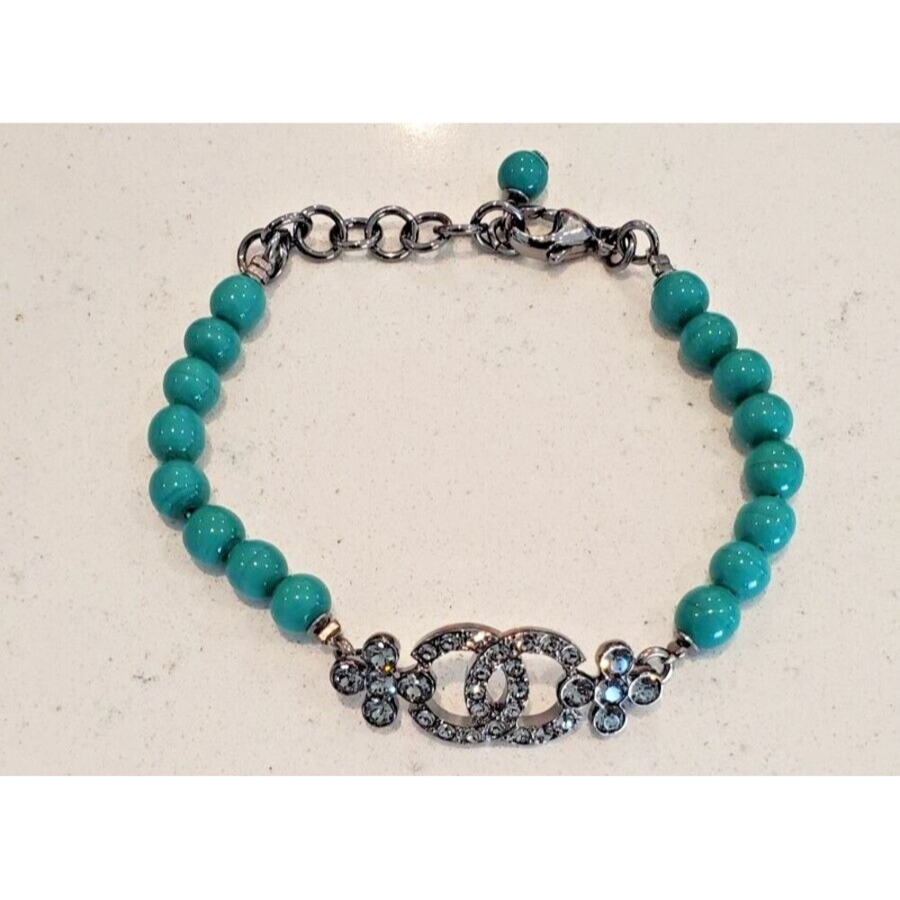 CHANEL Bracelet CC Ruthenium Green & Gray 23A NIB